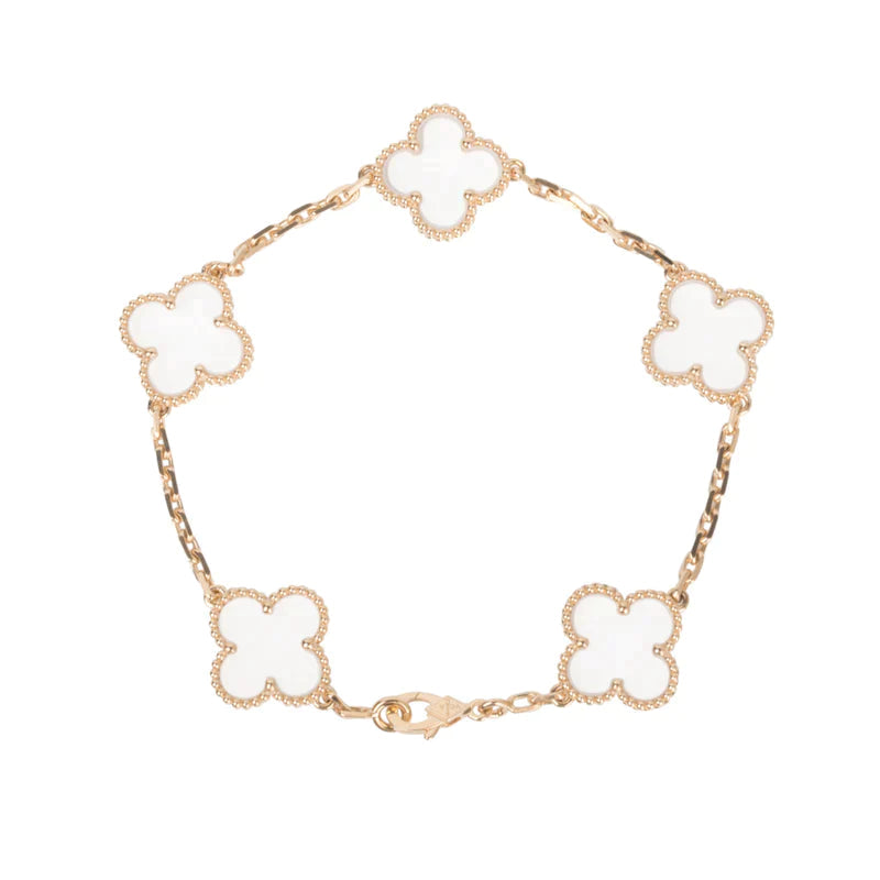 [Everoly JW] CLOVER 5 MOTIF ROCK CRYSTAL BRACELET