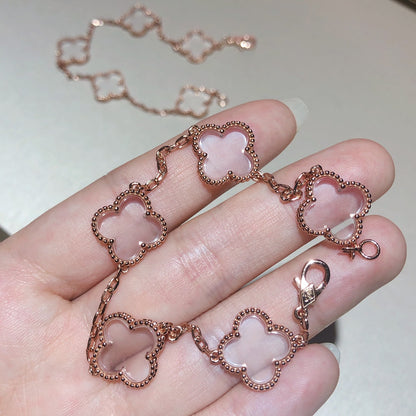[Everoly JW] CLOVER 5 MOTIF ROCK CRYSTAL BRACELET