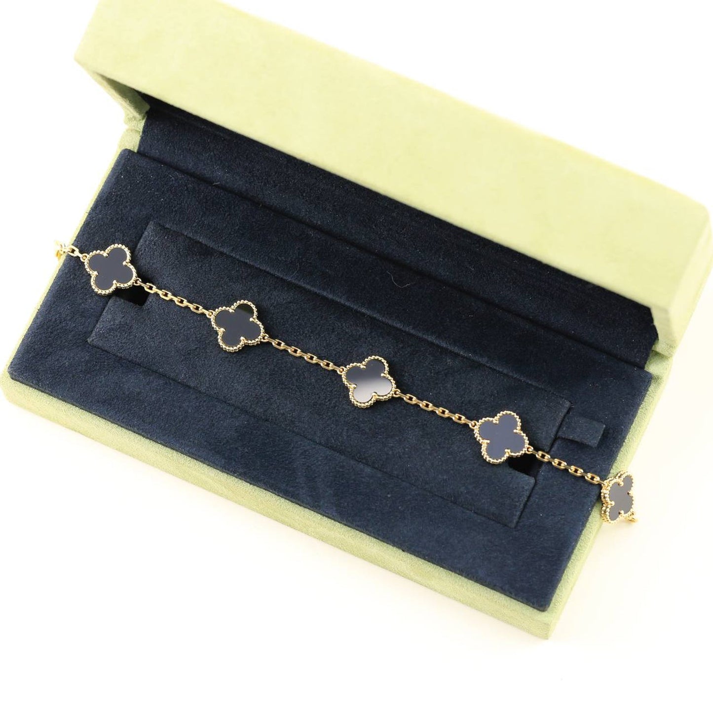 [Everoly JW]  CLOVER 5 MOTIF ONYXS BRACELET COLLECTION