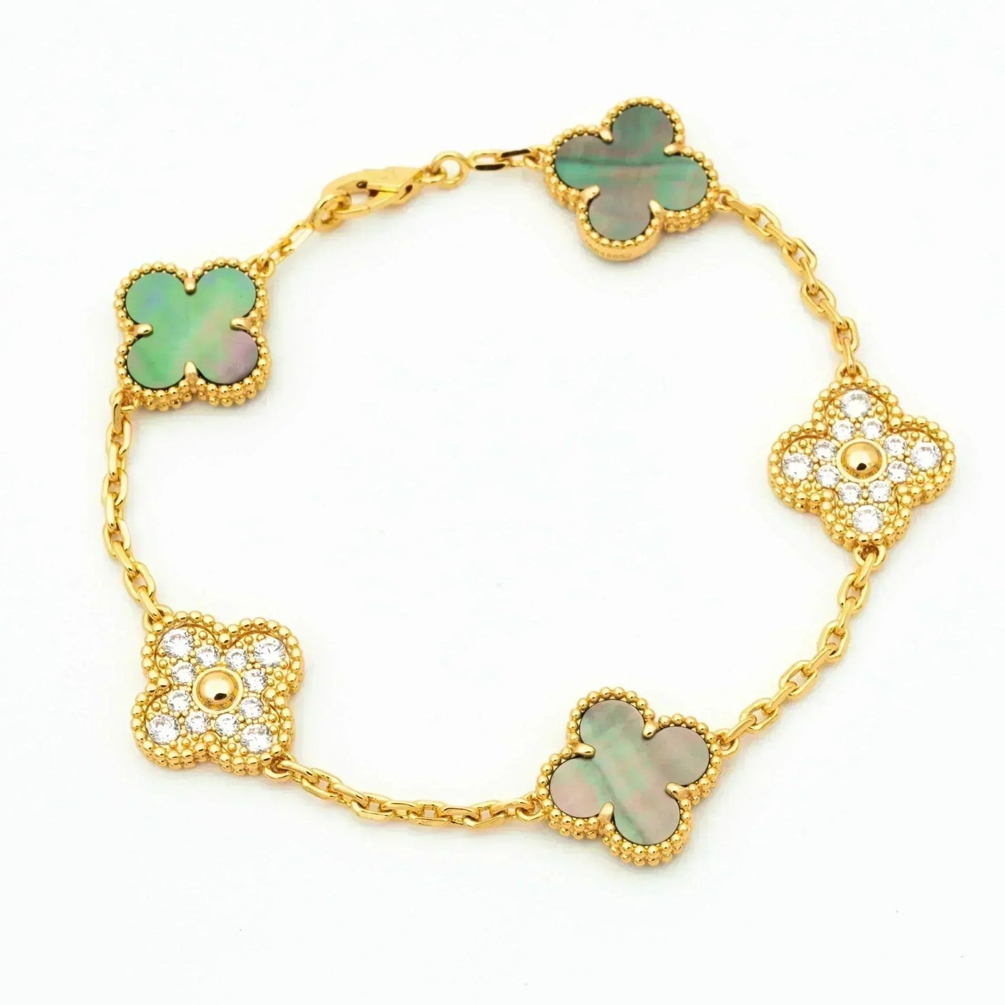 [Everoly JW]  CLOVER 5 MOTIF GRAY MOP BRACELET COLLECTION