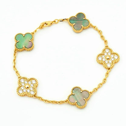 [Everoly JW]  CLOVER 5 MOTIF GRAY MOP BRACELET COLLECTION