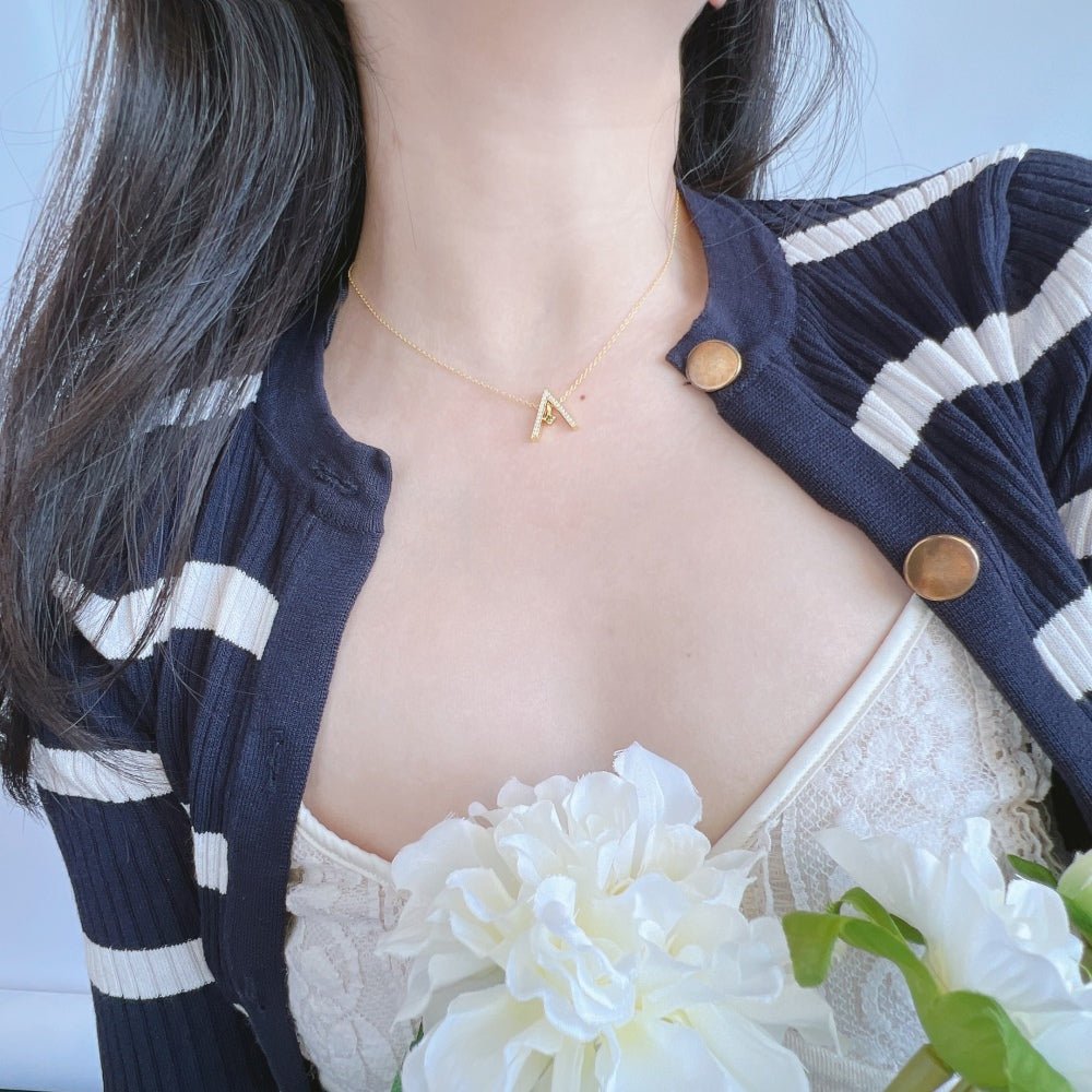 [Olivia JW]Sparkling "A" Shape Necklace
