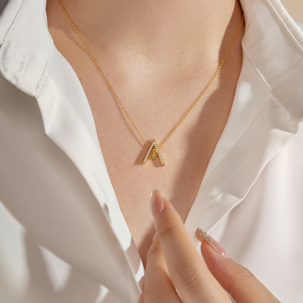 [Olivia JW]Sparkling "A" Shape Necklace