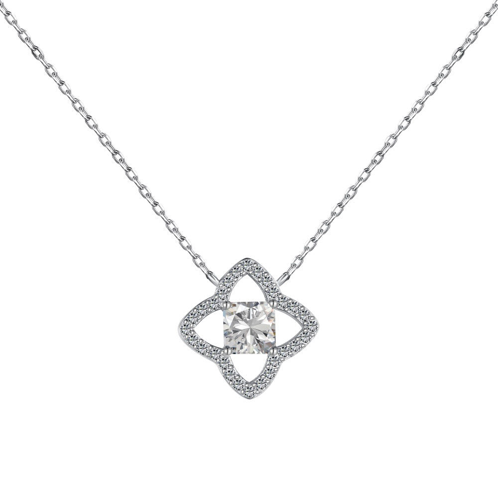 [Everoly JW]Exquisite Halskette in Blumenform mit Prinzessschliff