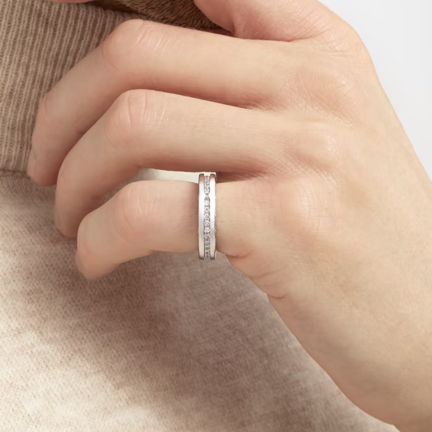[OLIVIA]ZERO 1 ONE-BAND PAVED DIAMONDS ON THE SPIRAL RING