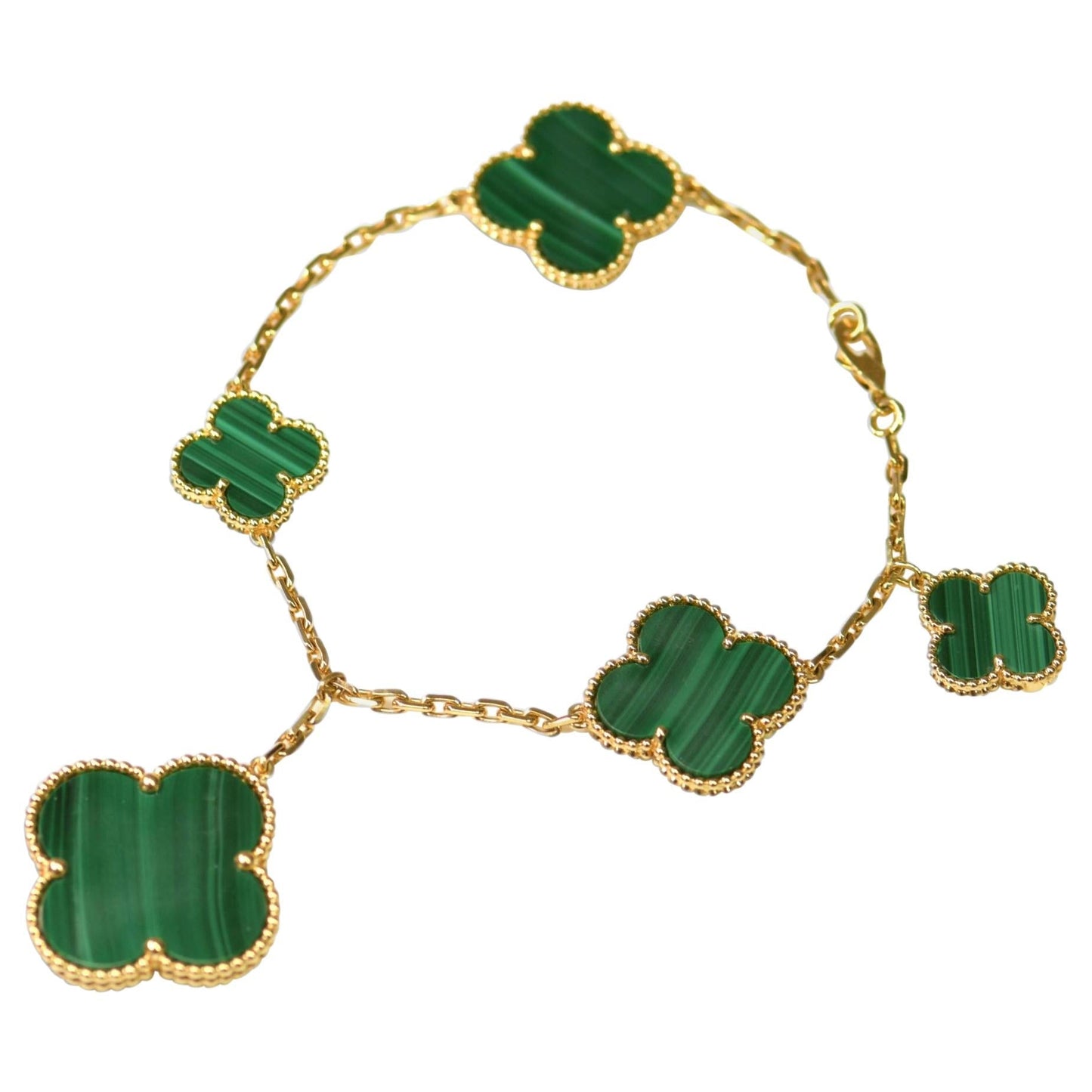 [Olivia JW]MAGIC CLOVER MALACHITE GOLD BRACELET 5 MOTIFS