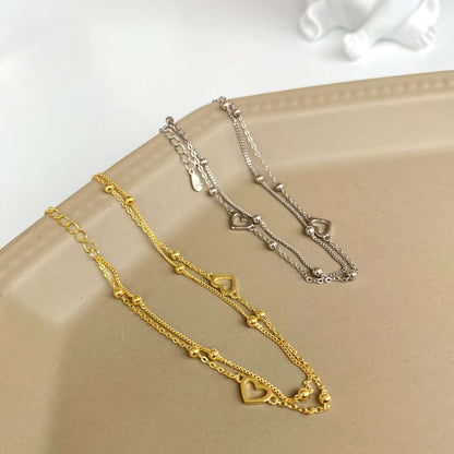 [Olivia JW]Dainty Double Layer Love Heart Bracelet