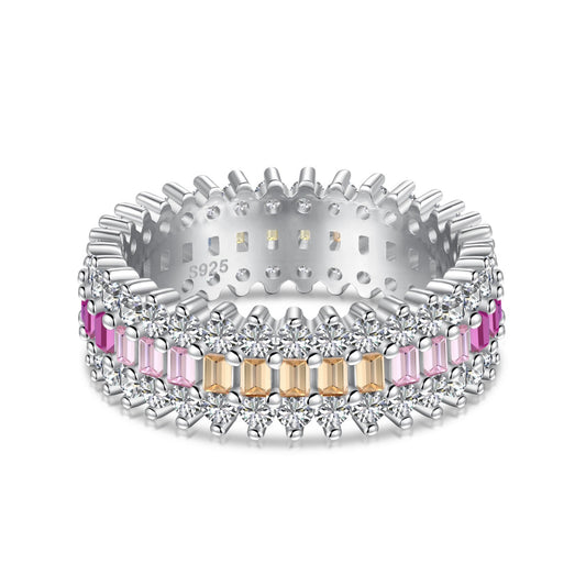 [Everoly JW] Verzierter bunter Radiant Cut Alltagsring