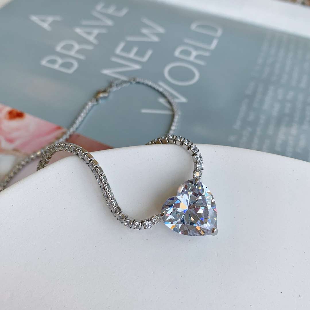 [Everoly JW]8.0 Carat Versatile Colorful Sweet Heart-Shaped Tennis Necklace