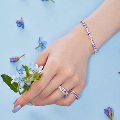 [Olivia JW]Dainty Kaleidoscopic Emerald Cut Daily Ring