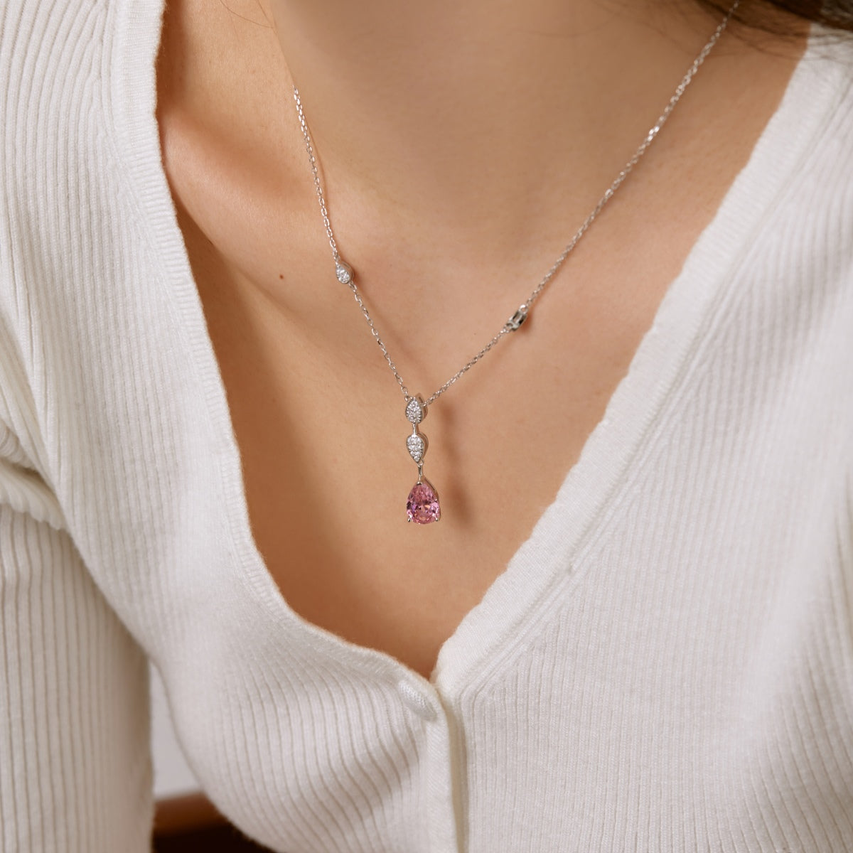 [Olivia JW]Dazzling Pear Cut Necklace