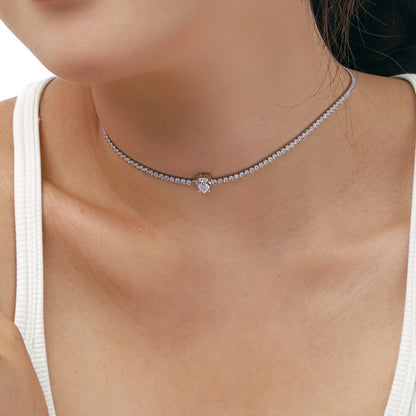 [Olivia JW]1.0 carat Unique Pear Cut Tennis Necklace