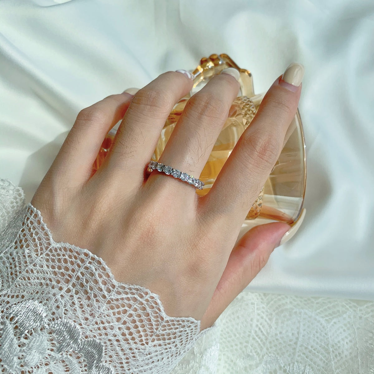 [Olivia JW]Sparkling Round Cut Tennis Ring