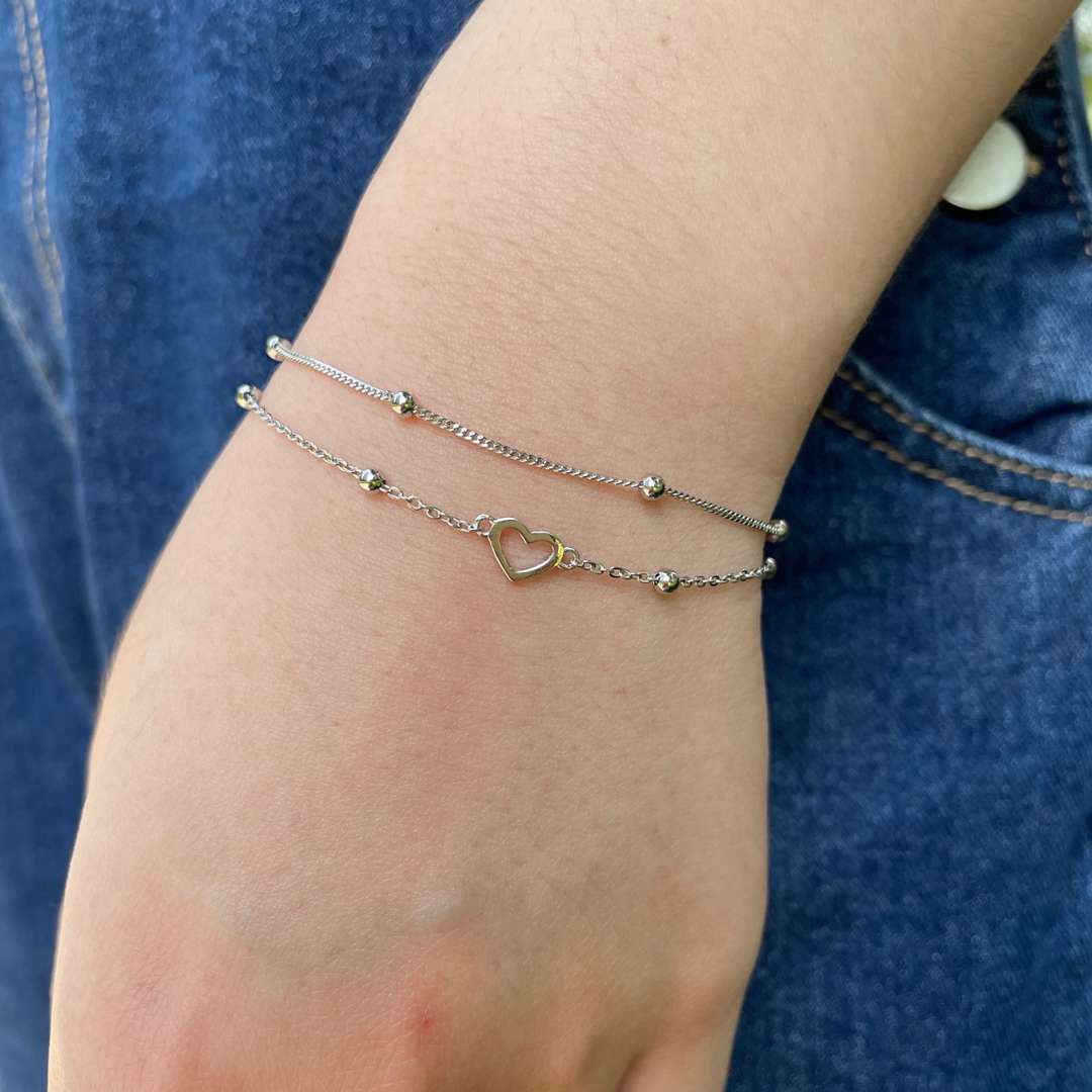 [Olivia JW]Dainty Double Layer Love Heart Bracelet