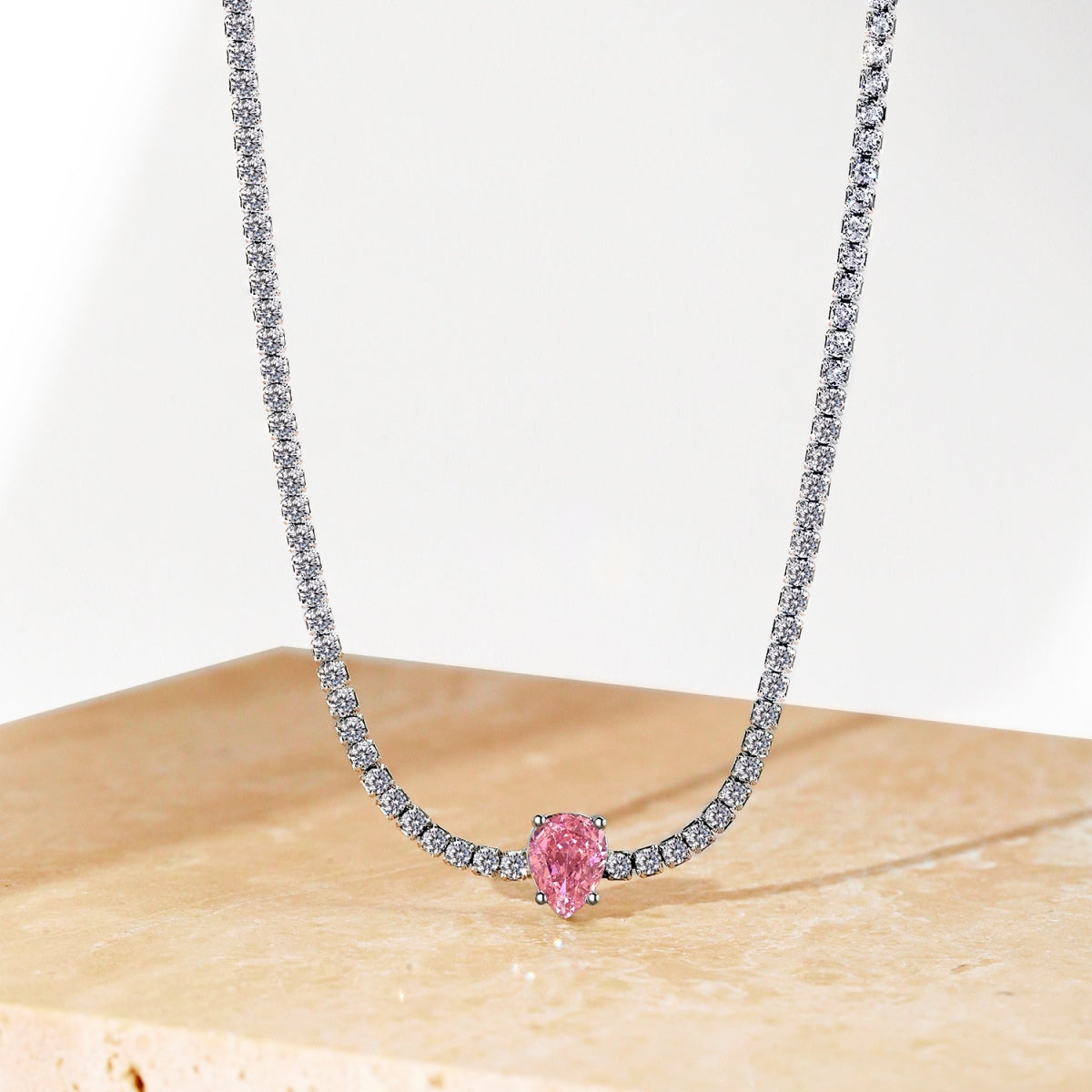 [Olivia JW]1.0 carat Unique Pear Cut Tennis Necklace