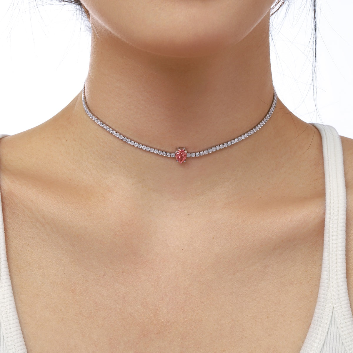 [Olivia JW]1.0 carat Unique Pear Cut Tennis Necklace