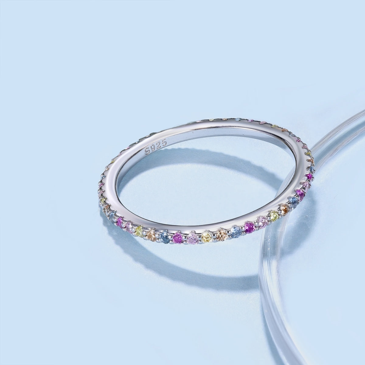 [Olivia JW]Ornate Colorful Round Cut Tennis Ring