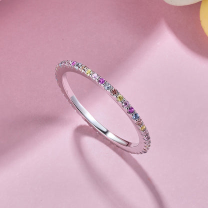 [Olivia JW]Ornate Colorful Round Cut Tennis Ring