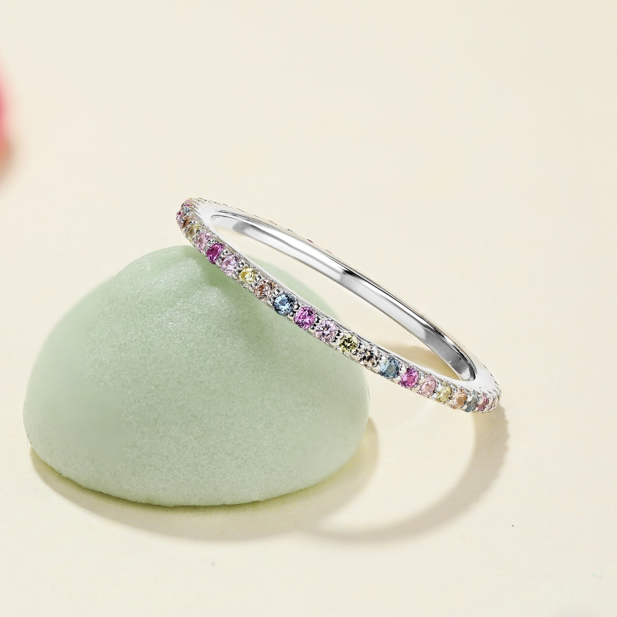 [Olivia JW]Ornate Colorful Round Cut Tennis Ring