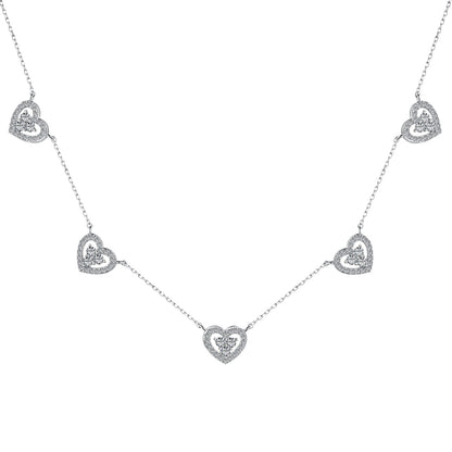 [Olivia JW]Sparkling Five Heart Necklace