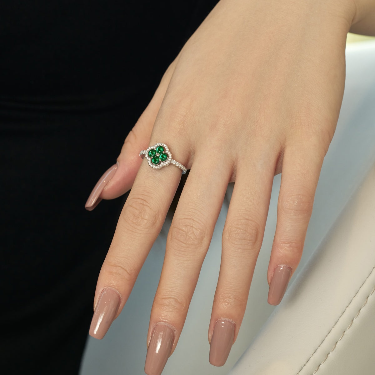 [Everoly JW]Four Leaf Clover Flower Design Ring