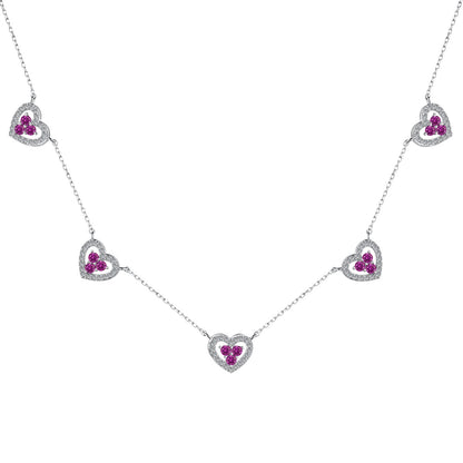[Olivia JW]Sparkling Five Heart Necklace