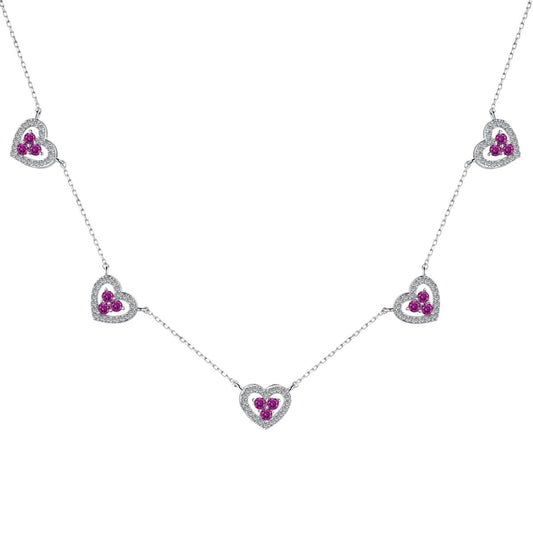 [Olivia JW]Sparkling Five Heart Necklace