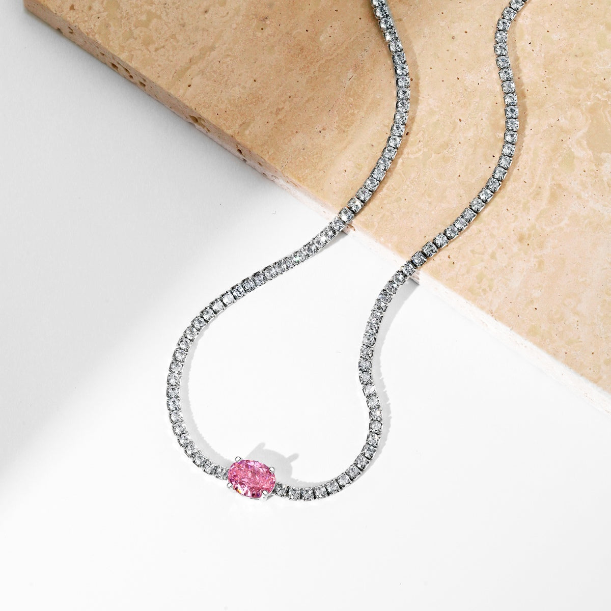 [Olivia JW]1.0 Carat Shining Oval Cut Necklace