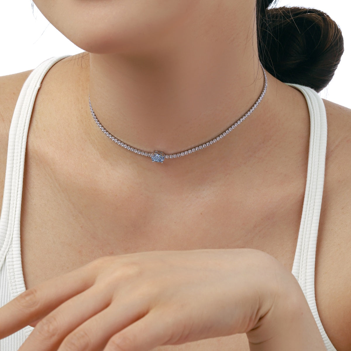 [Olivia JW]1.0 Carat Shining Oval Cut Necklace