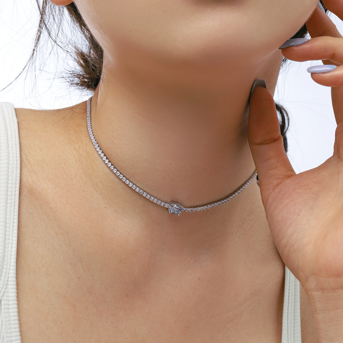 [Olivia JW]1.0 Carat Shining Oval Cut Necklace