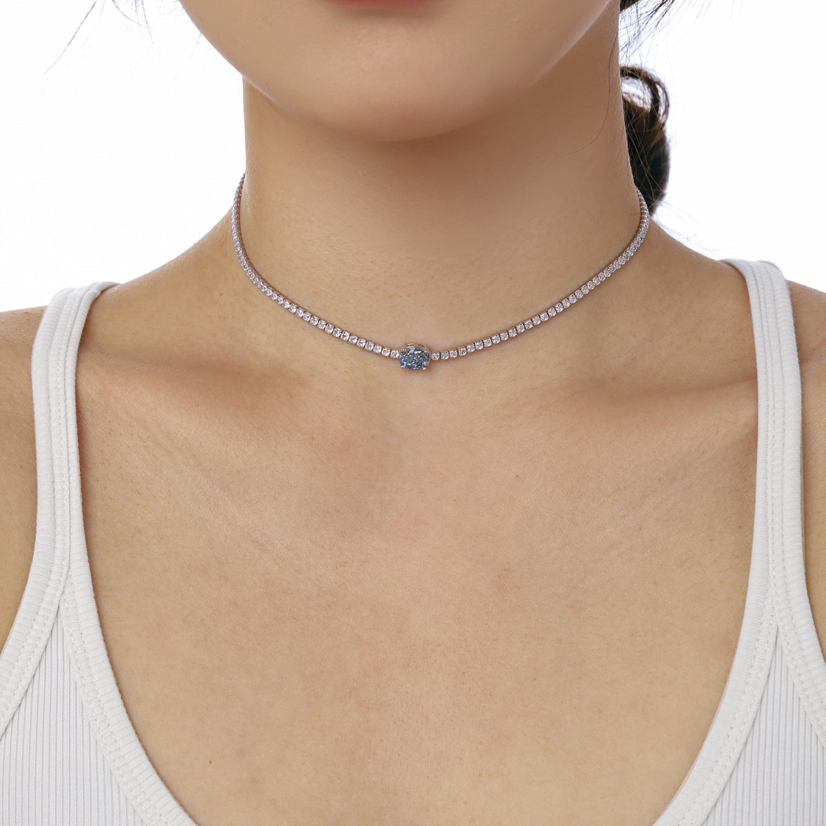 [Olivia JW]1.0 Carat Shining Oval Cut Necklace