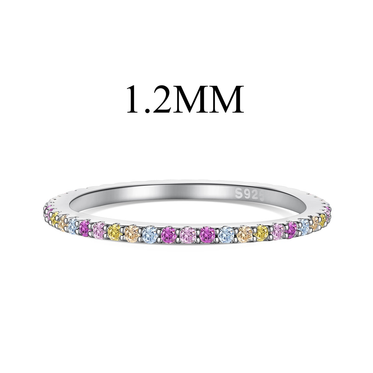 [Everoly JW] Verzierter bunter Tennisring mit Rundschliff