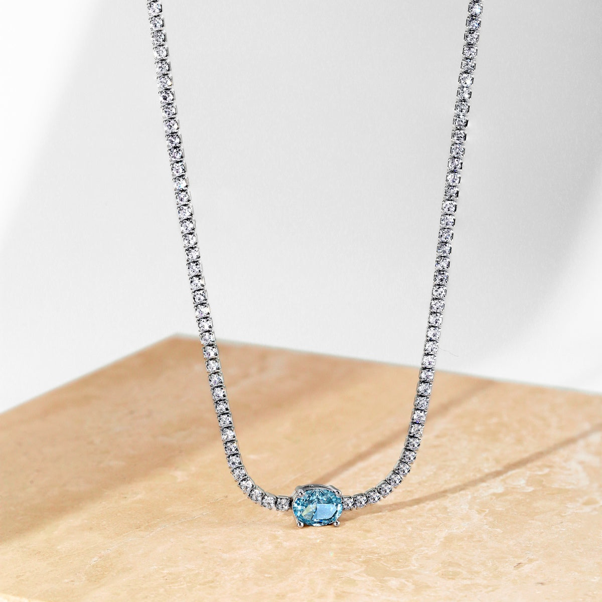 [Olivia JW]1.0 Carat Shining Oval Cut Necklace
