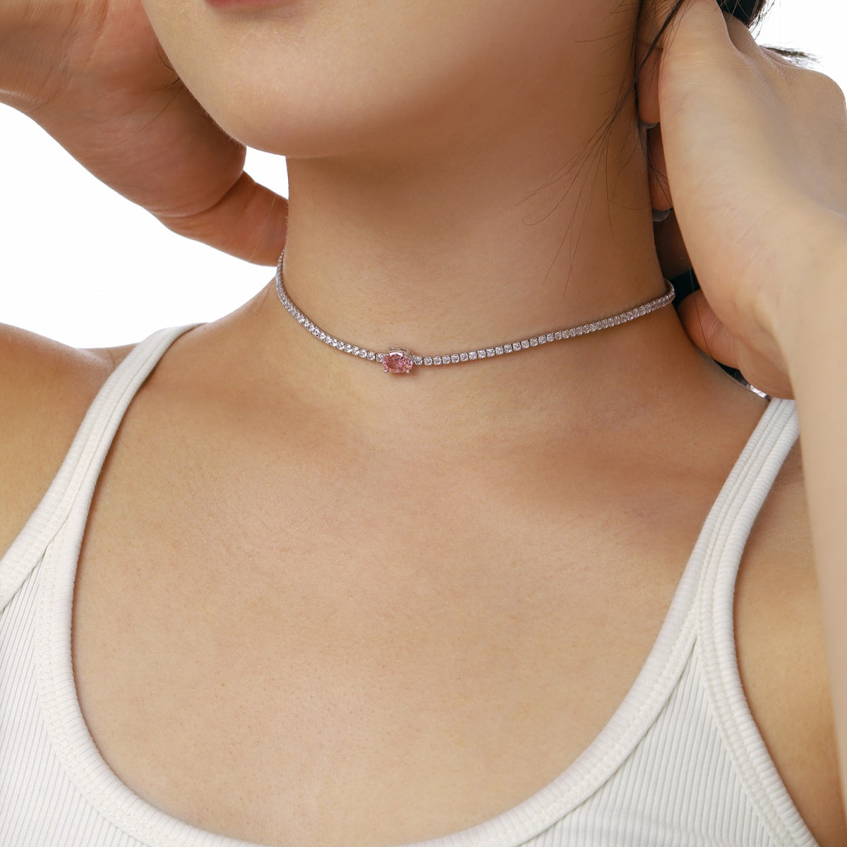 [Olivia JW]1.0 Carat Shining Oval Cut Necklace