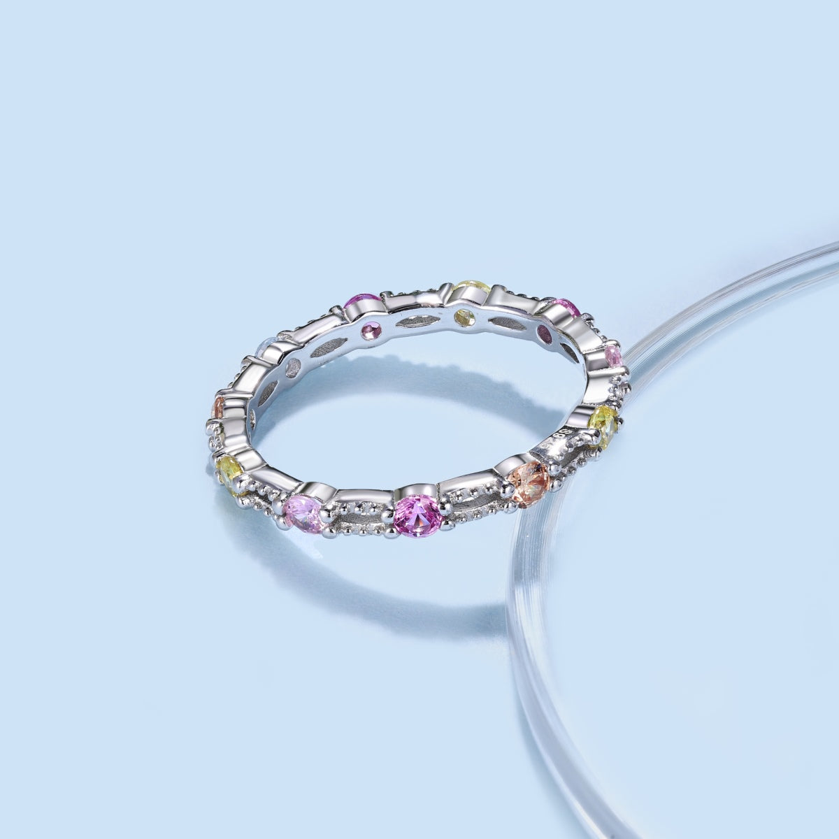 [Olivia JW]Sparkling Colorful Round Cut Tennis Ring