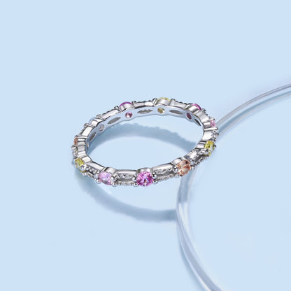 [Olivia JW]Sparkling Colorful Round Cut Tennis Ring