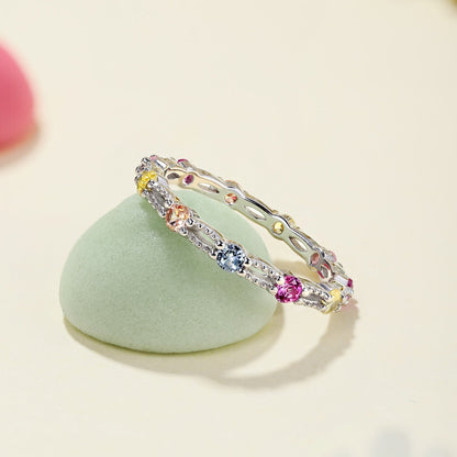 [Olivia JW]Sparkling Colorful Round Cut Tennis Ring