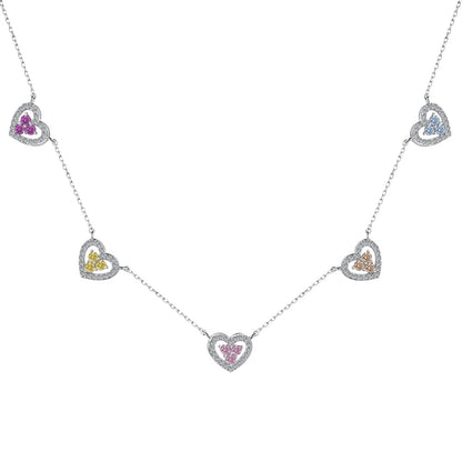[Olivia JW]Sparkling Five Heart Necklace