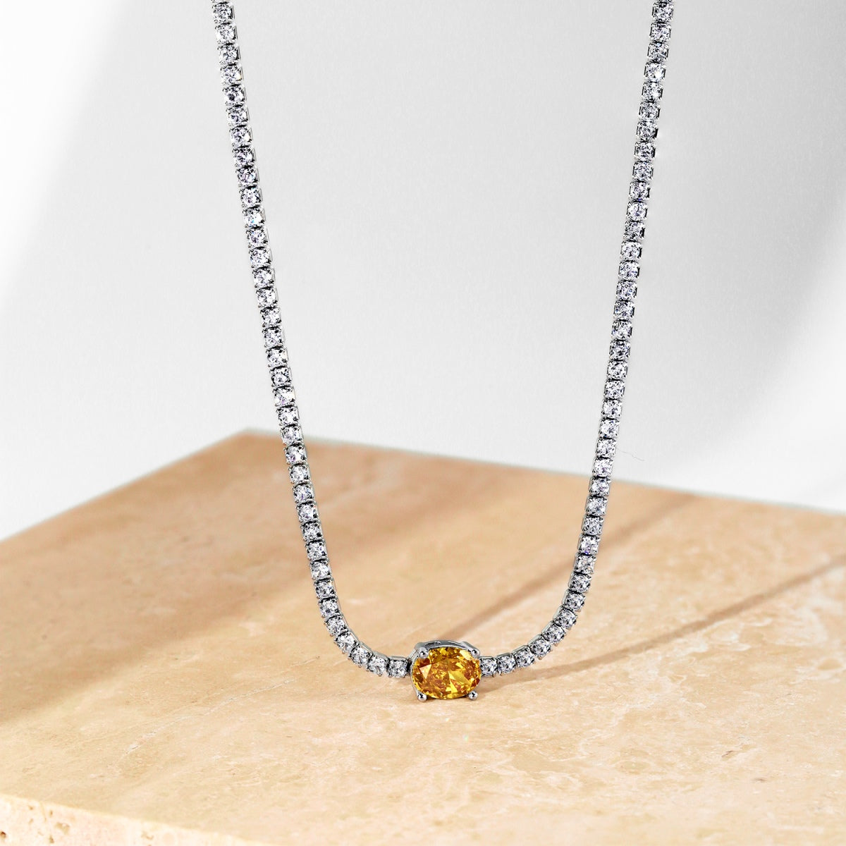 [Olivia JW]1.0 Carat Shining Oval Cut Necklace