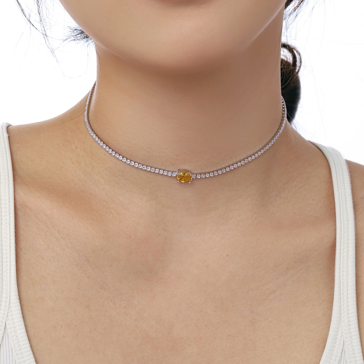 [Olivia JW]1.0 Carat Shining Oval Cut Necklace