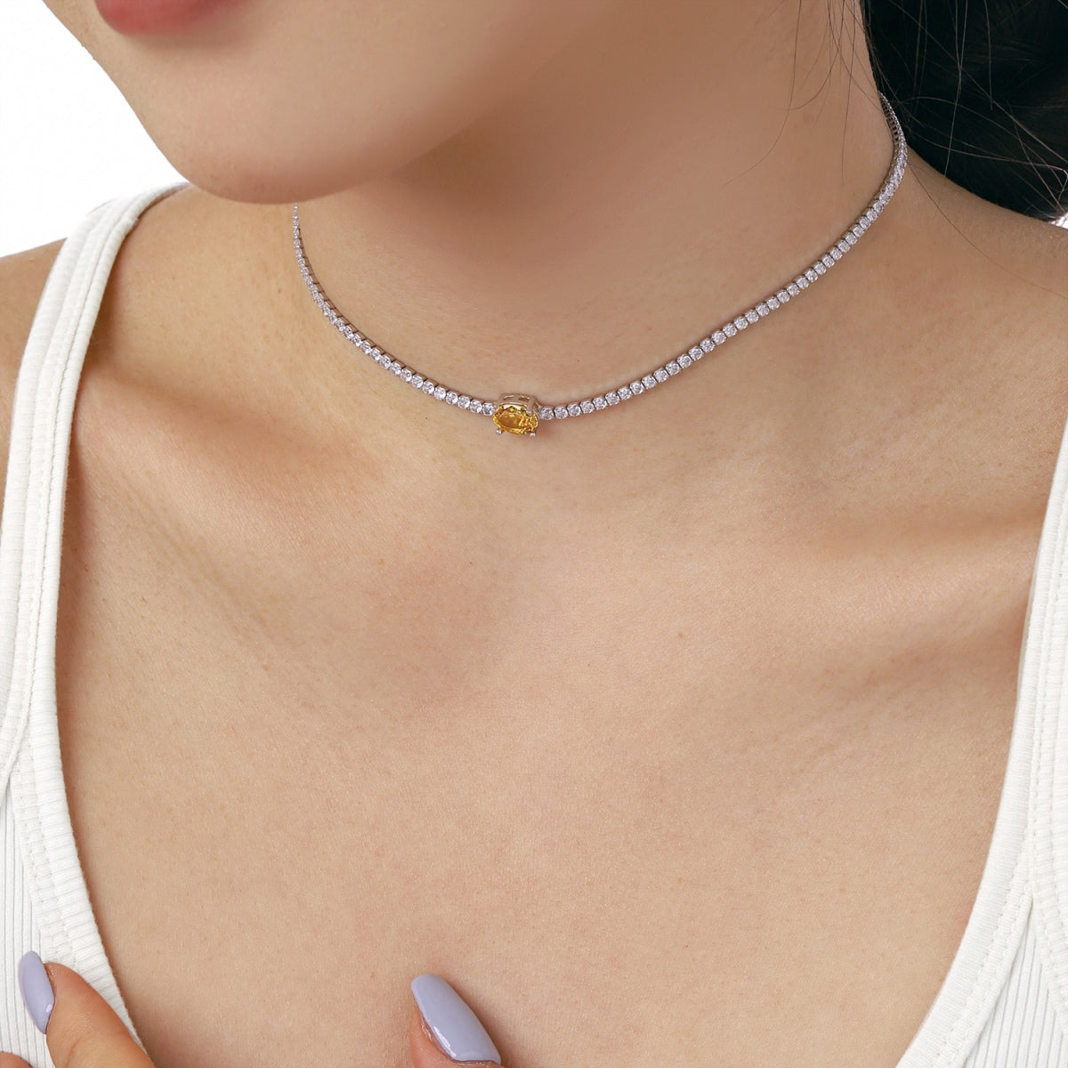 [Olivia JW]1.0 Carat Shining Oval Cut Necklace