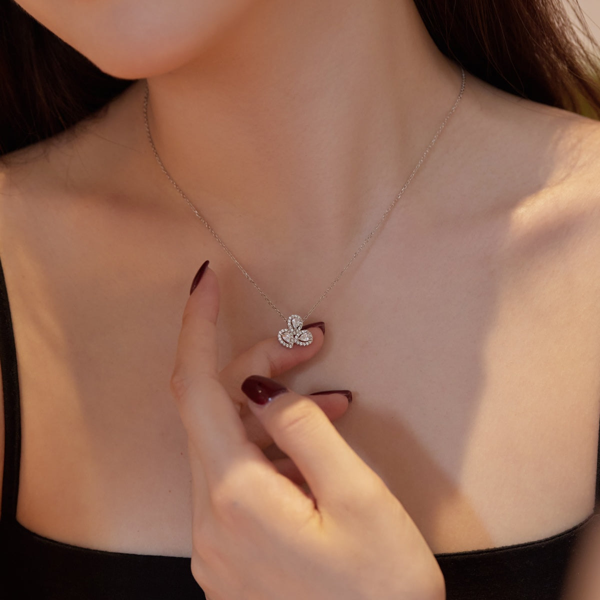 [Olivia JW]Elegant Flower Shape Pear Cut Necklace