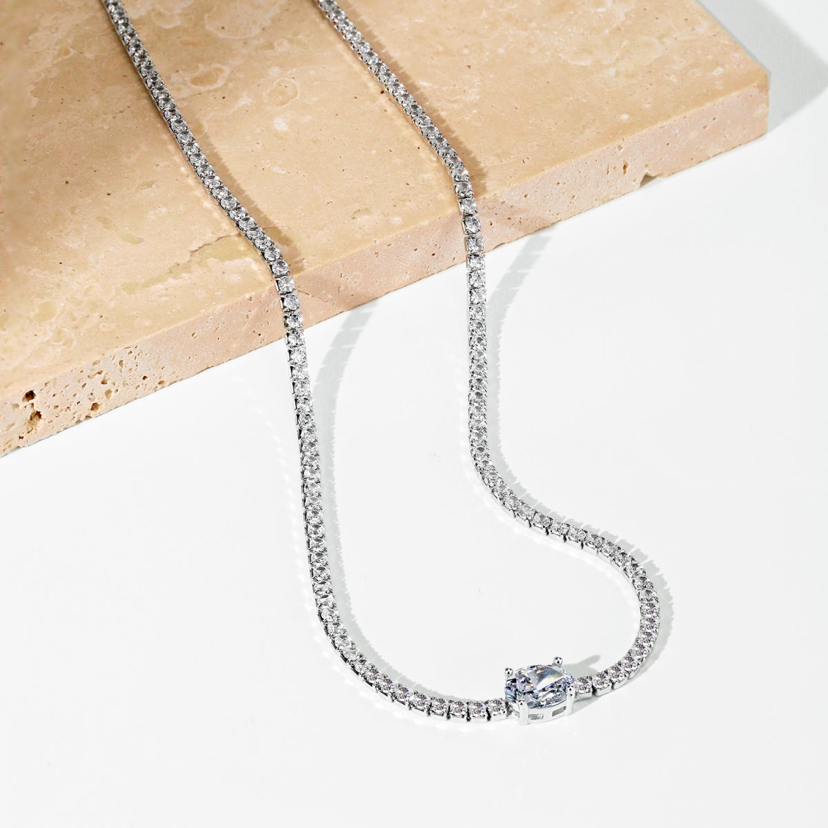 [Olivia JW]1.0 Carat Shining Oval Cut Necklace