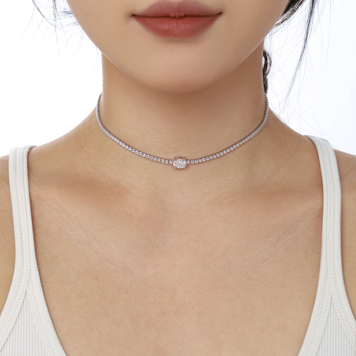 [Olivia JW]1.0 Carat Shining Oval Cut Necklace