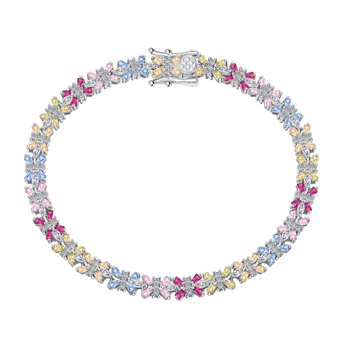 [Everoly JW] Strahlend buntes Party-Armband im Smaragdschliff