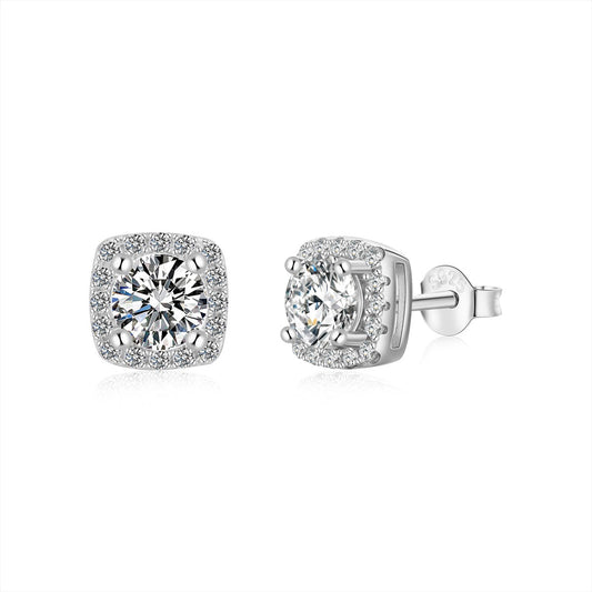 [Olivia JW]Classic Round Center Stone Stud Earrings