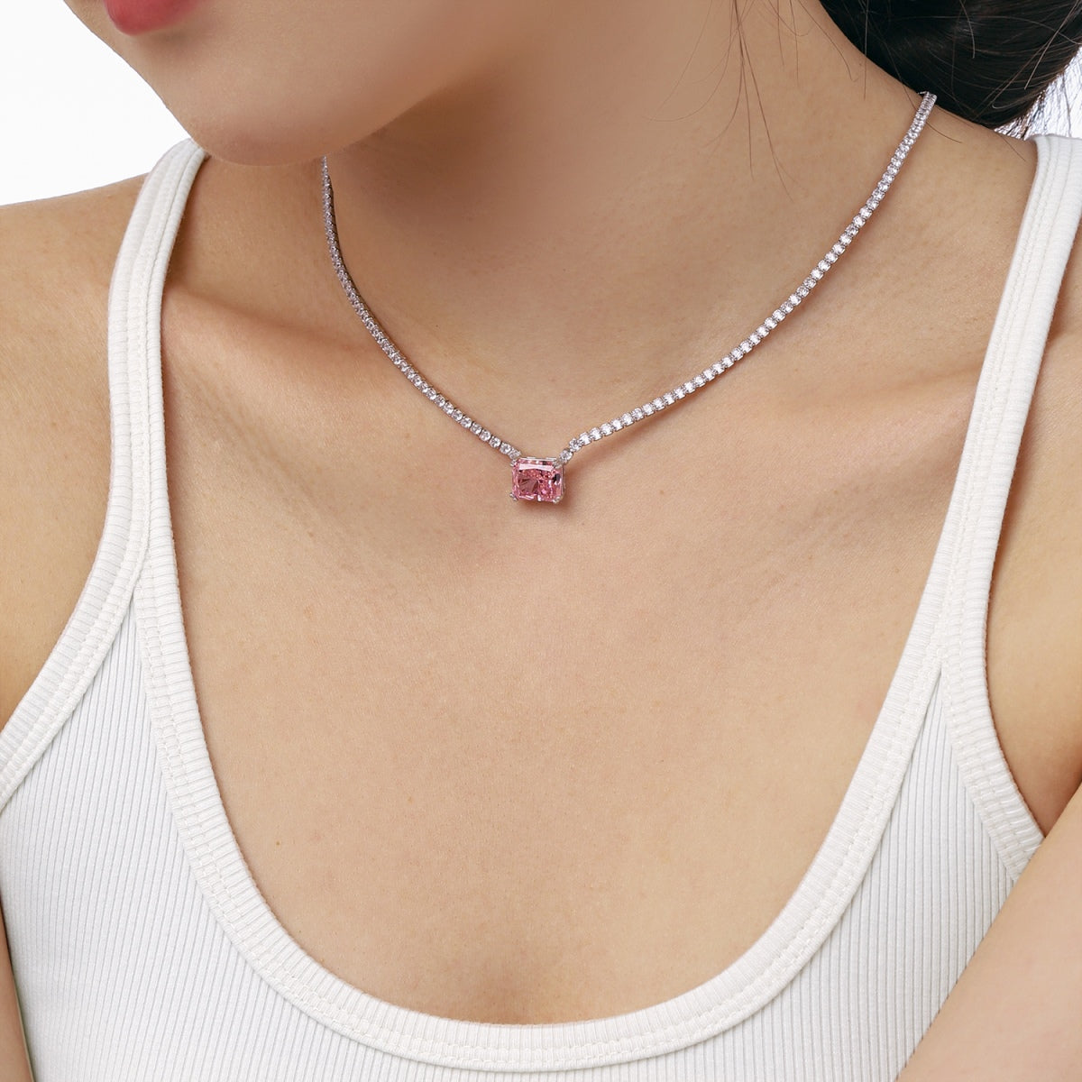 [Olivia JW]4.0 Carat Elegant Radiant Cut Necklace