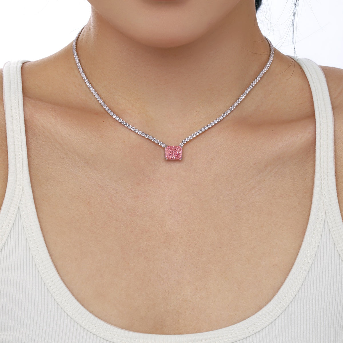 [Olivia JW]4.0 Carat Elegant Radiant Cut Necklace