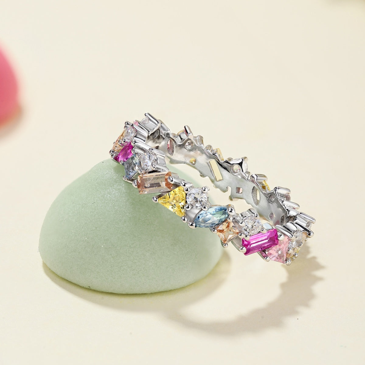 [Olivia JW]Dazzling Polychromatic Multi cut Daily Ring