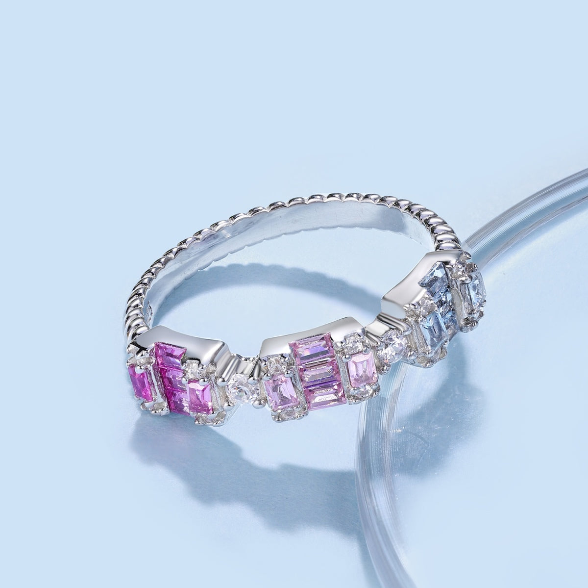 [Olivia JW]Unique Colorful Emerald Cut Party Ring
